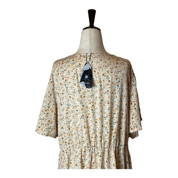 Kojooin Ivory And Orange Floral Print‎ V Neck Tiered Hem Maxi Dress Size 2XL - Picture 4 of 10